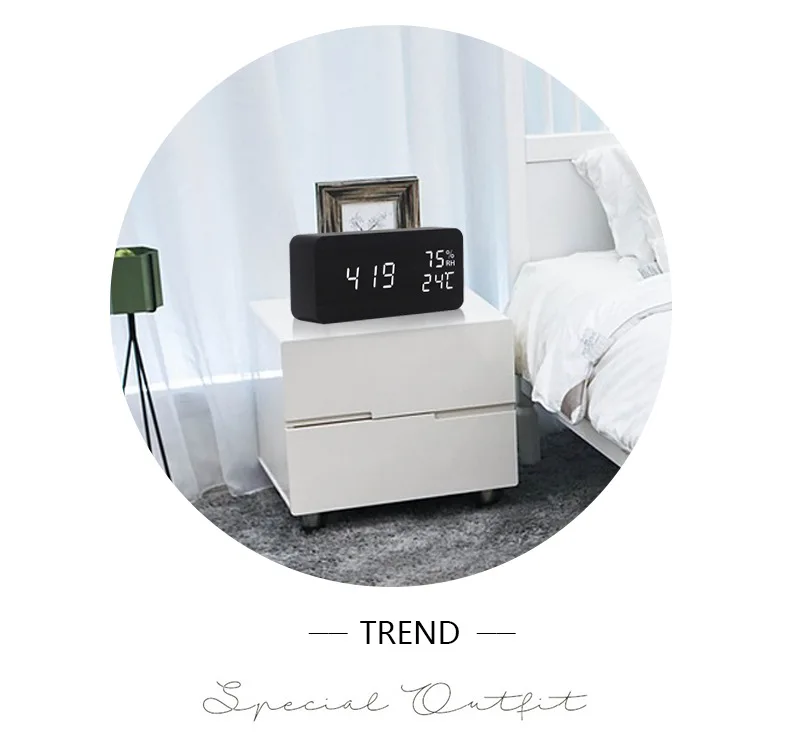 New Style Creative Charging LED with Numbers Alarm Clock Intelligent Voice Night Light Temperature And Humidity Multi-functional