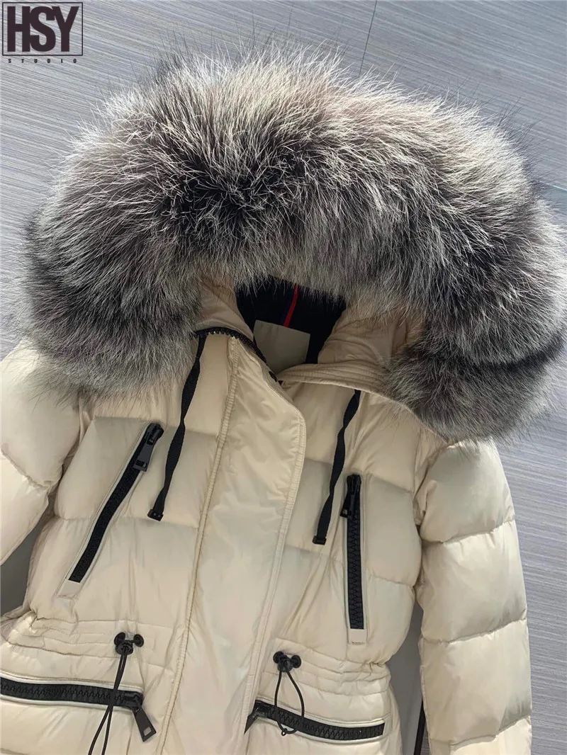 【HSY】2019 зимняя новинка женский большой меховой воротник из серебристой лисы 90%
