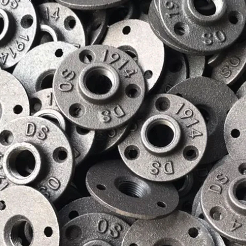10Pcs/Lot Dn15 Bsp Thread Malleable Iron Pipe Fittings Wall Mount Floor Antique Retro Style Flange Hardware Tool Iron Casting Fl