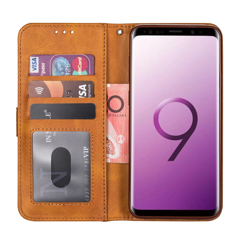 Для samsung Galaxy S10 S9 S8 Plus 5G S7 S6 Edge S10e чехол из телячьей кожи с задней застежкой складной чехол-подставка для телефона