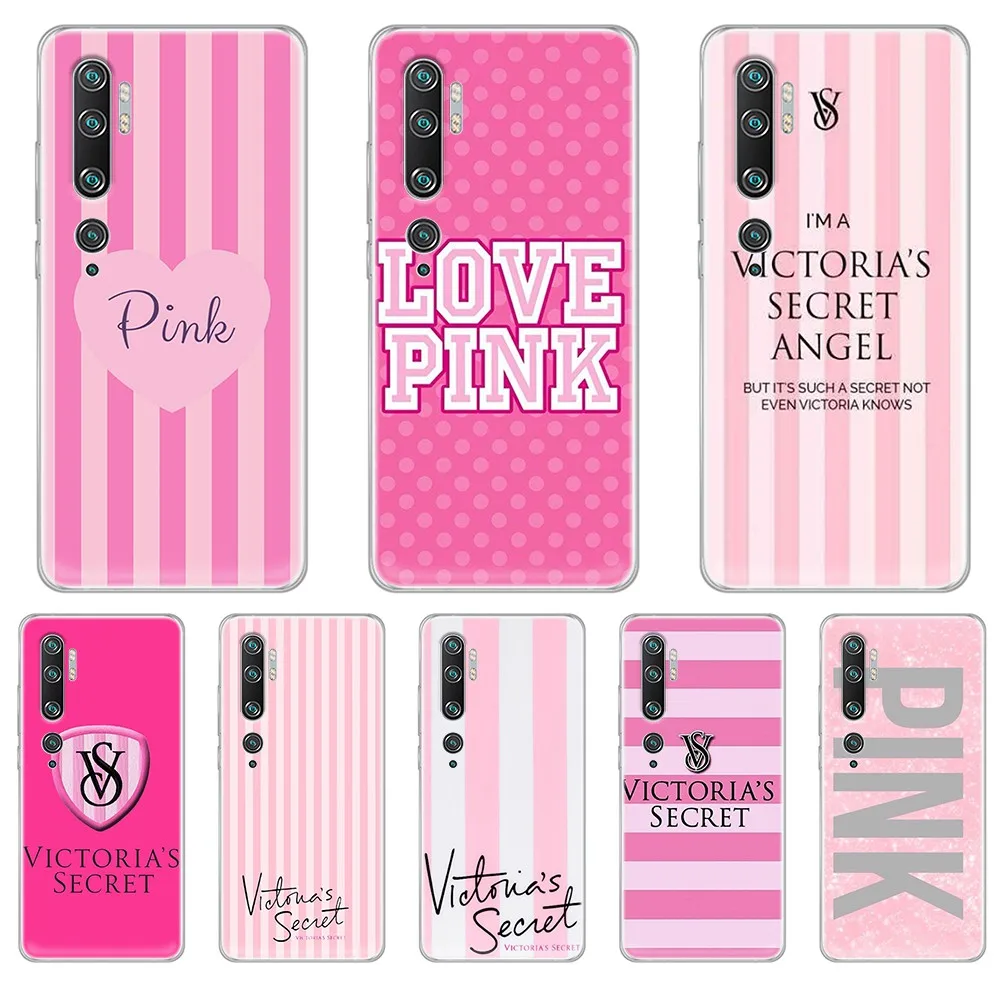 

Victoria luxurious Pink Sexy tpu bumper Transparent Phone Case For XIAOMI mi 3 4 5 5X 8 9 10 se max pro a2 9T note lite