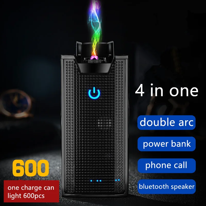  2019 plasma lighter 4 in one bluetooth speaker smart display power bank Lighters friend Gifts