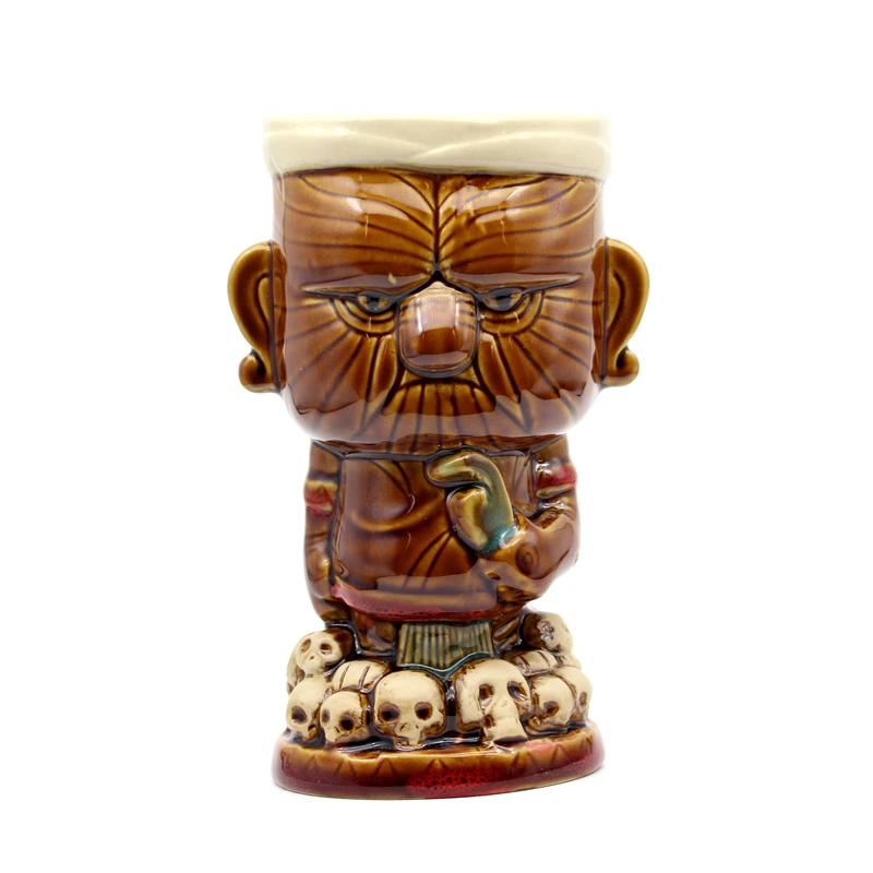 

500ml Ceramic Tiki Mug Creative Porcelain Beer Wine Mug Cup Bar Tool