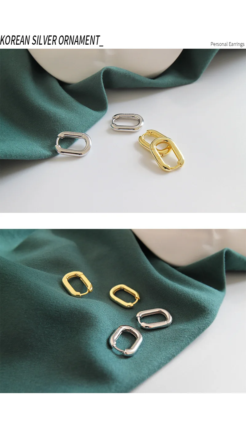 Oval Geometric Piercing 925 Sterling Silver Earrings for Women Gold Small Hoop Earrings Engagement Earings Fashion Jewelry 2019 (15)