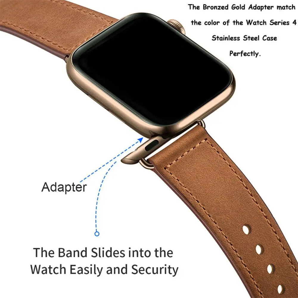 URVOI band для apple watch серии 5/4 3, 2, 1, ремешок для наручных часов iWatch, большие размеры 40-44 мм спортивный ремешок из натуральной кожи Swift Pin& tuck ручной работы
