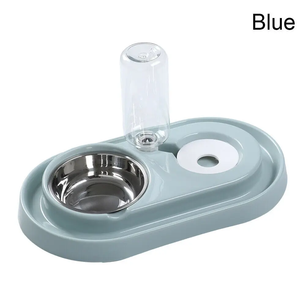 blue Кошачья миска для собак подачи воды 2 в 1 для домашних животных кошки питьевой воды фонтан собаки Еда диспенсер для подачи воды станция Чаша Блюдо - Цвет: blue