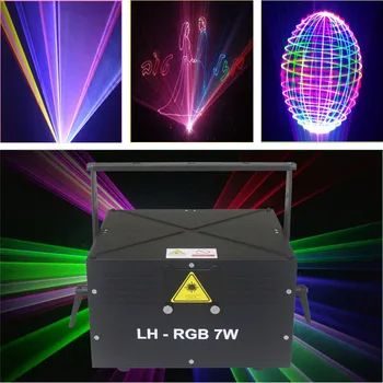 

Free Shipping Aniamtions Patterns Mixing Laser Projector Effect Stage 7W RGB LED Light Show Disco Party Lighting
