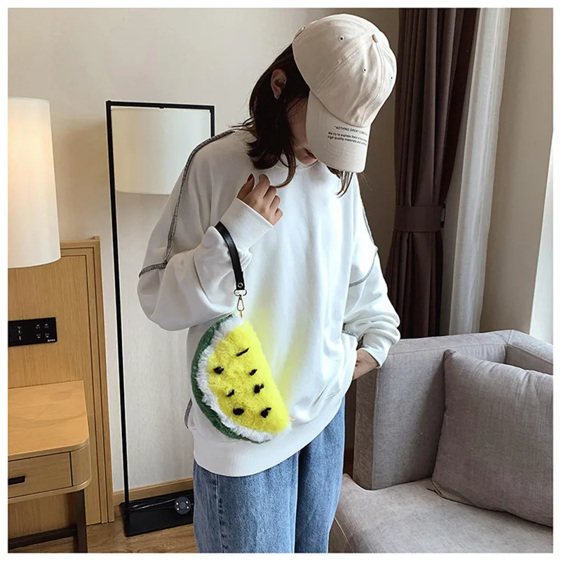 New Cute Strawberry Watermelon Fruits Plush Bag Toys Crossbody Bag Shoulder Bags Key Phone Coin Purse Backpack Dolls Gift  (21)