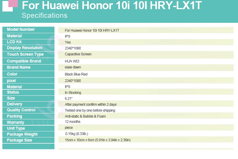 Для huawei Honor 10i 10I HRY-LX1T ЖК-дисплей ips ЖК-экран+ сенсорная панель дигитайзер сборка для huawei дисплей