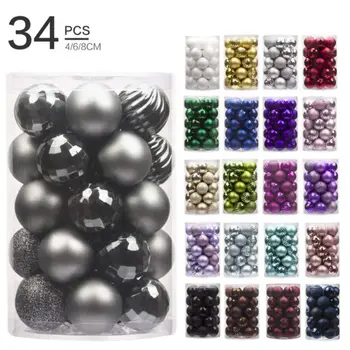 

34/30pcs Christmas Ball Ornament Shatter-resistant Christmas Decoration Tree Ball Trumpet Or Holiday Wedding Party Decoration