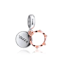 Fits For Pandora Charms Bracelets 925 Sterling-Silver-Jewelry Rose Queen& Regal Crown Beads Free Shipping