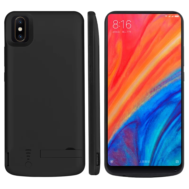 6000 мАч батарея чехол для Xiaomi Mi Mix 2s крышка питания для Xiaomi Mi Mix 2s USB зарядное устройство Capa Fundas - Цвет: Черный
