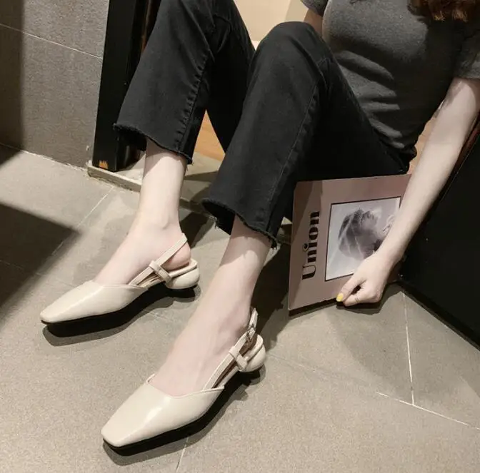beige XGRAVITY босоножки в европейском стиле все соответствует модные квадратный носок пикантные модельные туфли женские круг на высоком каблуке на каблуках Необычные туфли-лодочки на каблуке A207 - Цвет: beige