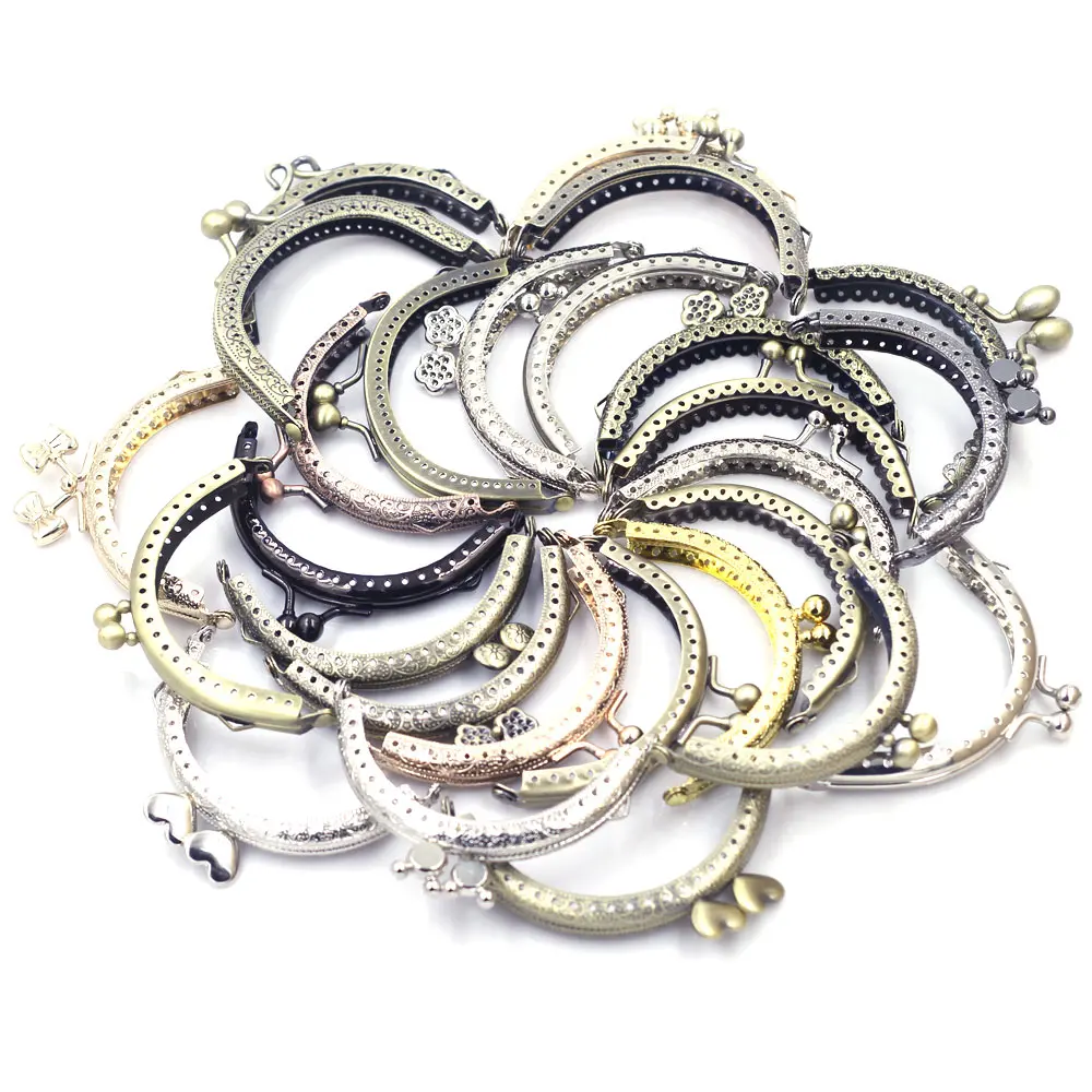 10Pcs Mixed Random 8.5cm Arch Metal Purse Frames Pouch Bag Kiss Clasps Handbag Handles DIY Crafts Luggage Accessories Supplies