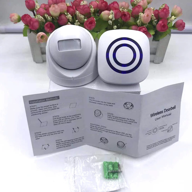 Wireless Motion Detector PIR Sensor Gate Entry Door Bell Welcome Door Bell for US Plug