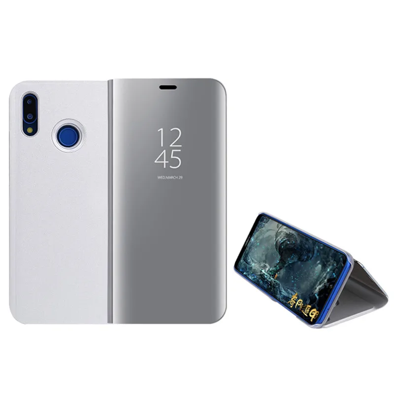 silver Чехол с откидной подставкой для huawei honor 8x 8c 8 s, зеркальный чехол для honor 10 lite 10i x8 c8 s8, чехол для смартфона s honer 10, светильник, чехол - Цвет: silver