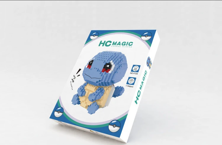 Аниме игра изображение poke micro diamond build block Pika snorlax Charmander Squirtle Eevee Bulbasaur nanobricks игрушки коллекция - Цвет: Squirtle