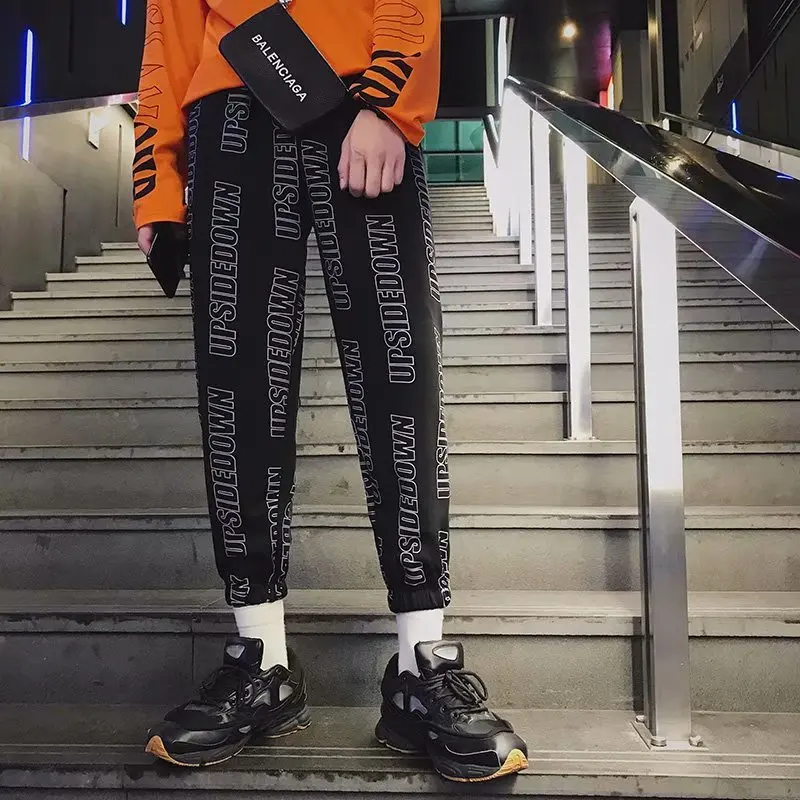 Новое поступление Harajuku японский стиль с буквенным принтом модные мужские брюки для бега хип хоп Осенние повседневные мужские шаровары