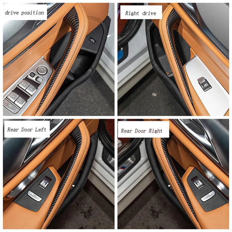 Стайлинг автомобиля интерьер дверные ручки крышки отделка наклейки для дверного кармана украшения для BMW 5 серии G30 G38 углеродного волокна авто аксессуары