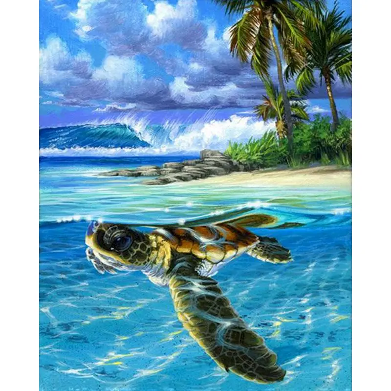 

RUOPOTY Painting By Numbers Shoal turtle wall decor diy Framed Scenery Modern Wall Art Paint Unique Gift For Home Decoration