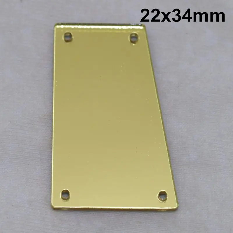 A27-22x34 Светло-золотистый акриловый зеркальный пришивной Стразы DIY Flatback зеркальный акрил пришивные стразы с отверстиями для шитья - Цвет: A27-22x34