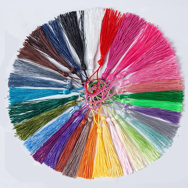 

100pcs/Pack Polyester Silk Tassel Fringe 8cm Cotton Tassels Trim For Sewing Curtains Accessories DIY Wedding Decoration