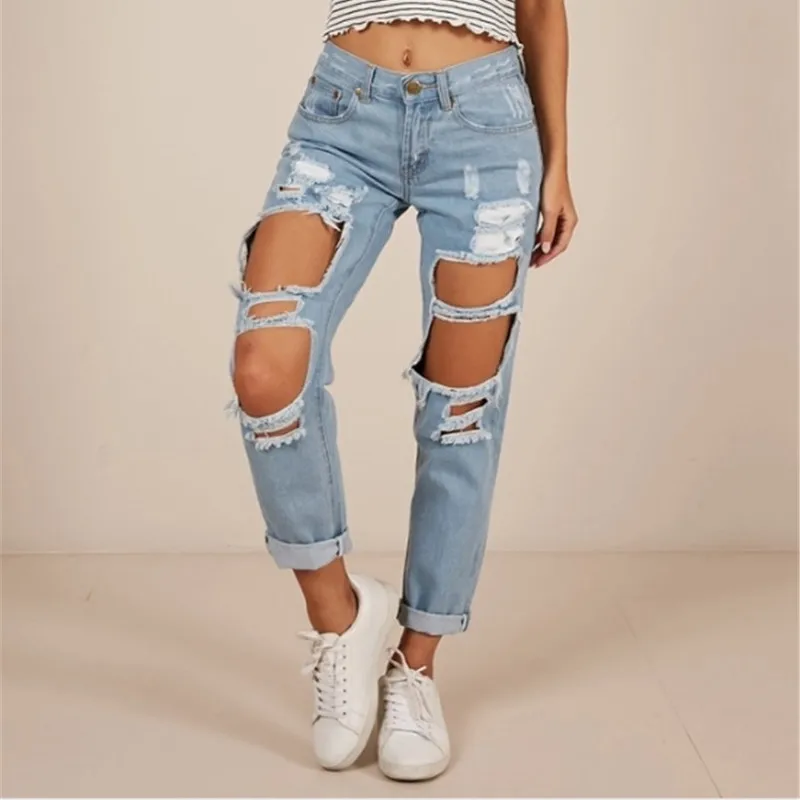 

The new 2020 Europe and America amazon Wish ripped jeans fashion female Russian web celebrity panty sell like hot cakes