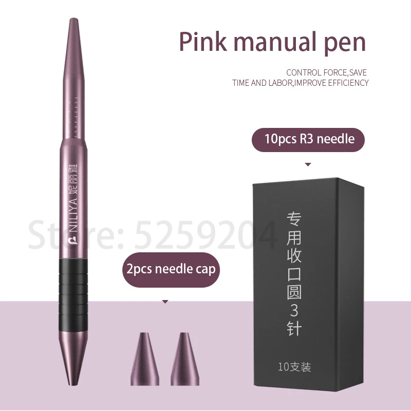 pink Ручка для микроблейдинга набор профессиональные полупостоянные принадлежности для макияжа тату-пистолет ручка-держатель игл с 10 иглами для брови, подводка, губы - Цвет: pink