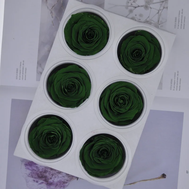 6pcs/box Flowers Rose 5-6CM Preserved Eternal Roses Box Christmas Valentine's Gifts Forever Everlasting Rose Flowers - Цвет: 5