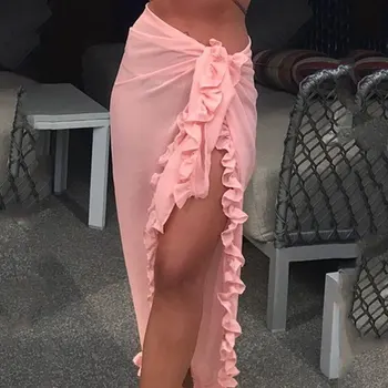 

Women Beach Skirt Ruffles Sarong Bikini Cover Up Chiffon Wrap Skirts Swimwear Fashion Swimwear Cover Up Beachwear
