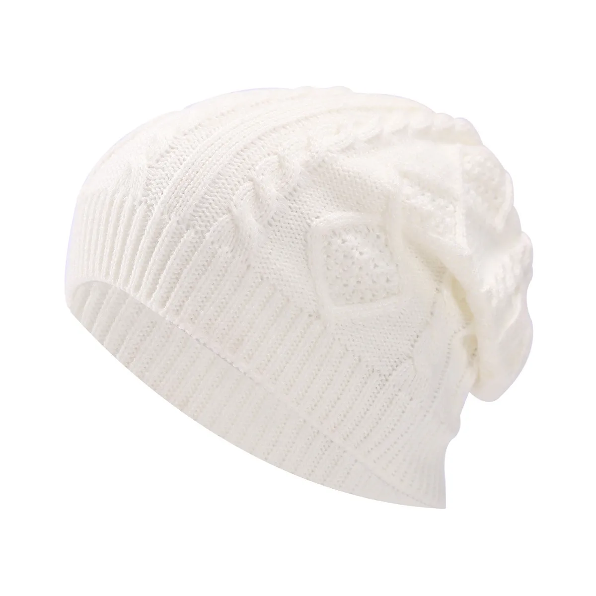 New Cool Women Warm Soft Beanies Hat Cap Lady Apring Autumn Winter Solid Geometric Knitted Casual Bone Cap Hat For Women 6