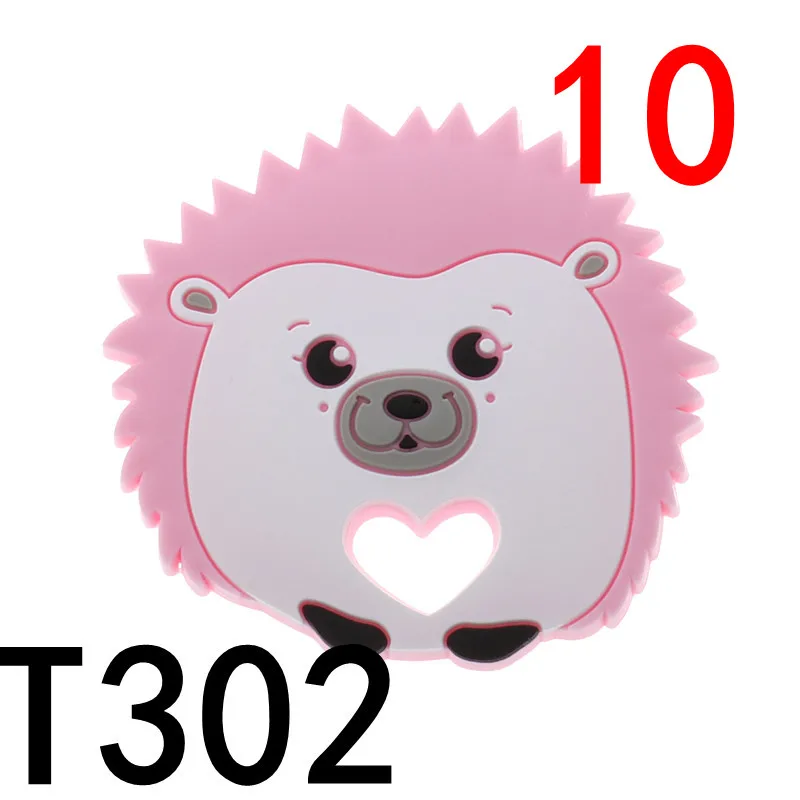 302 ATOB10pcs Ежик силиконовый Прорезыватель для зубов Прорезыватель кольцо животное детский Прорезыватель для зубов медсестры ювелирные изделия жевательные Товары для малышей игрушка для малышей - Цвет: 302
