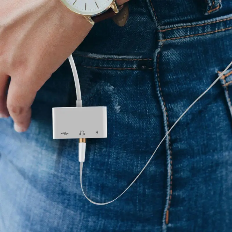 3-в-1 Тип с разъемами типа C и USB 3,5 мм USB-C цифровой аудио кабель двойная Быстрая зарядка мобильного телефона шнур