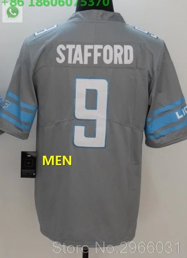 For men A+++ Качественная мужская футболка для взрослых 9 Matthew Stafford 15 Golden Tate 20 Barry Sanders Detroit - Цвет: For men