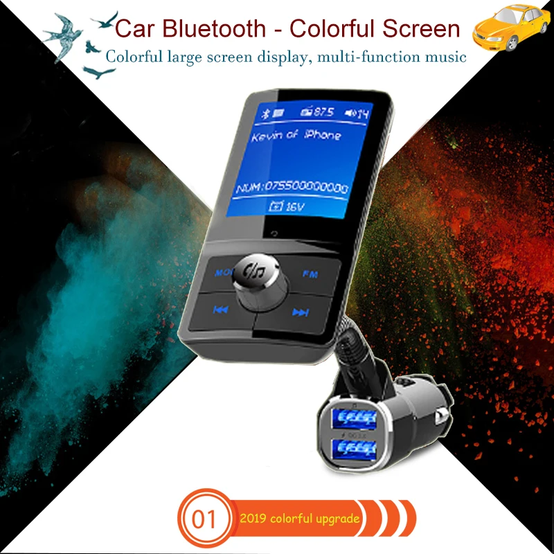 Универсальный Bluetooth 4,2 автомобильный MP3 музыкальный плеер с поддержкой навигации QC3.0 поддержка быстрой зарядки голосовой помощник цветной ЖК-дисплей