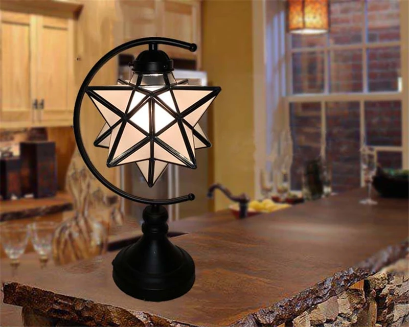 ZISIZ светодиодная стеклянная Алмазная звезда из кованого железа современная настольная лампа для зала спальни прикроватная лампа для ресторана, кабинета, офиса, украшения для дома