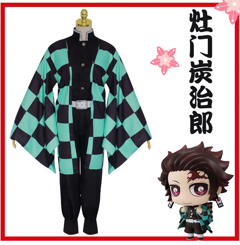 Аниме Demon Slayer: Kimetsu no Yaiba Косплей Костюм Demon Slayer Kamado Tanjirou кимоно полный комплект распродажа
