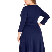 Платье большого размера, весенняя одежда, Новое сексуальное платье с v-образным вырезом на талии, одноцветное платье с неровной талией, большая юбка 8489