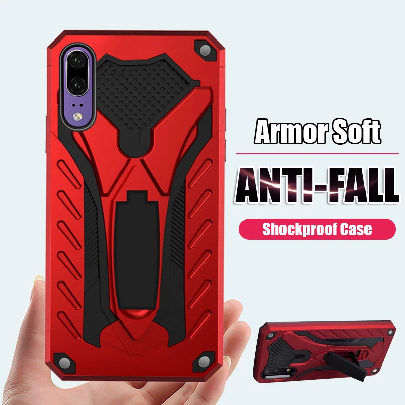 

Luxury Armor Stand Holder Case For Huawei P20 P30 Mate 20 Lite Soft Cover For Huawei Mate 20 P20 P30 Pro Shockproof Case Cover