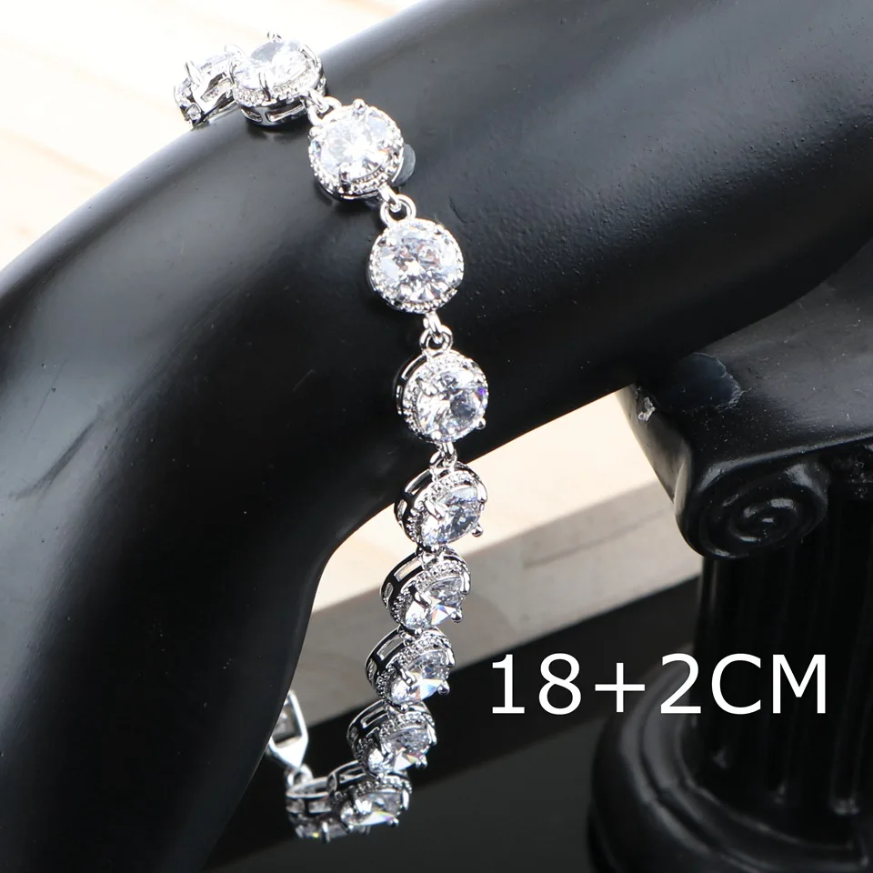 Bracelet 925 серебряный белый кубический цирконий бижутерия для женщин наборы свадебных сережек браслет Ювелирное кольцо для новобрачных ожерелье наборы - Окраска металла: Bracelet
