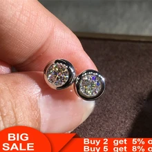 Серьги-гвоздики в виде солитера AAAAA cz Настоящее серебро 925 пробы, милые массивные свадебные серьги-гвоздики для женщин, вечерние ювелирные изделия