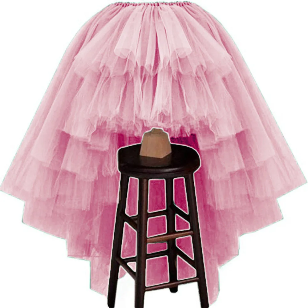 Разноцветные юбки женские высокие низкие многоуровневые слои фатиновые юбки Персонализированная пышная Асимметричная юбка-пачка для взрослых Ночная юбка - Цвет: Розовый