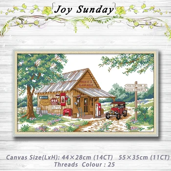 

Roadside Gas Station decor Patterns 14CT 11CT Counted Cross Stitch Sets embroidery sets Needlework kits Home decor