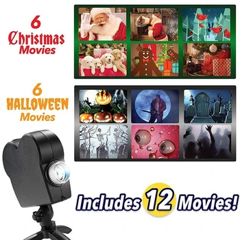 

Christmas Halloween Laser Projector Light 12 Movies Disco Stage Lamp Window Home Xmas Theme Light Wonderland Projector Outdoor