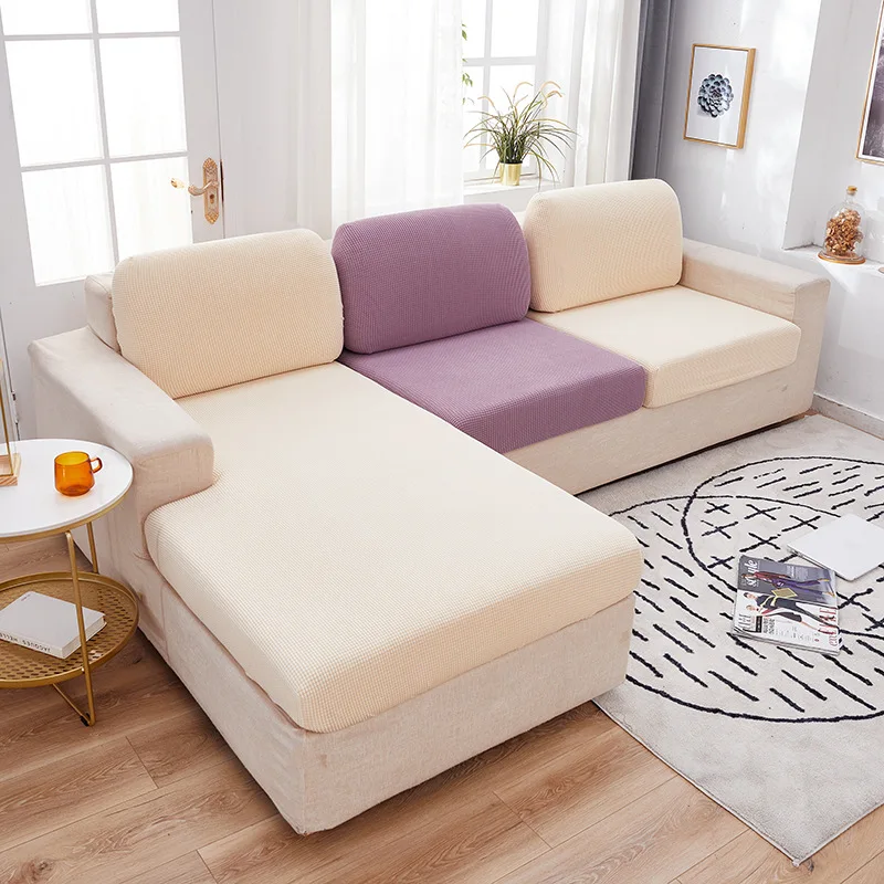 Jacquard Sofa Cushion Cover Solid Color Furniture Couch Covers for Living Room Home Spandex Stretch Washable Removable Protector 5