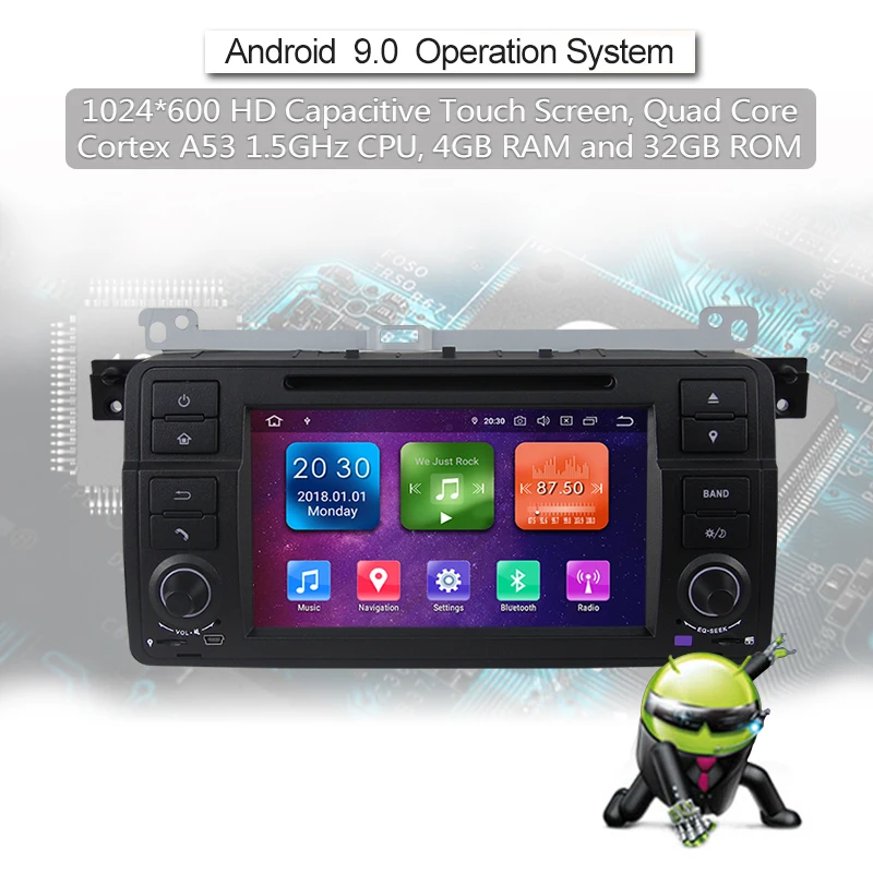 Excellent Newest Android 9.0 Octa Core 4G RAM 64G ROM GPS Navigation 7 " Car DVD Player for BMW E46 M3 1998-2006 with Radio/Bluetooth/RDS 0