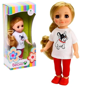 

Doll "Asya with a bulldog", 28 cm
