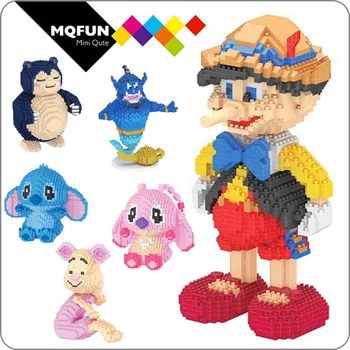 

Boyu Cartoon Snorlax Lamp of Aladdin Stitch DIY 3D Model Mini Small Blocks Diamond Building Educational figure Toys for Children