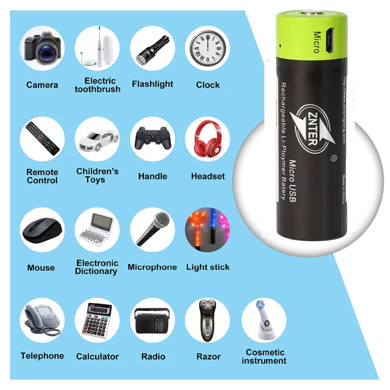 ZNTER, новинка, 4 шт., 18650, 3,7 в, 1500 мА/ч, USB аккумуляторная батарея, NCR 18650B, литий-полимерные батареи для фонарика камеры