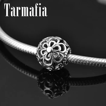 

New 100% Authentic 925 Sterling Silver flower hollow out big hole fine Bead Fit Original Women Charm Bracelet Jewelry making